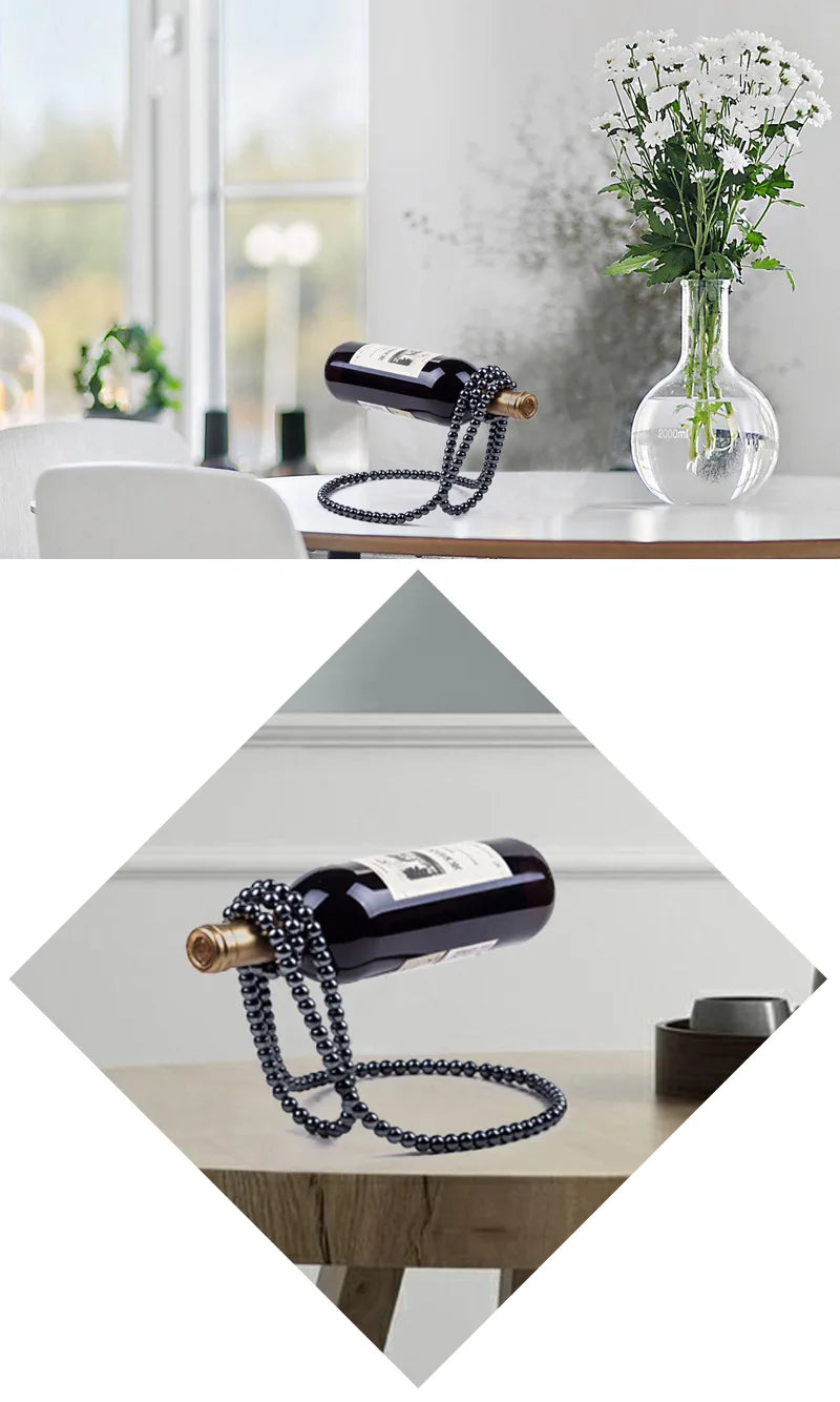 Videira Pérola: Suporte de Vinho Estilo Colar de Pérolas