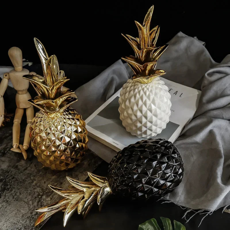 Luz Abacaxi Dourada: Luminária Decorativa Nórdica
