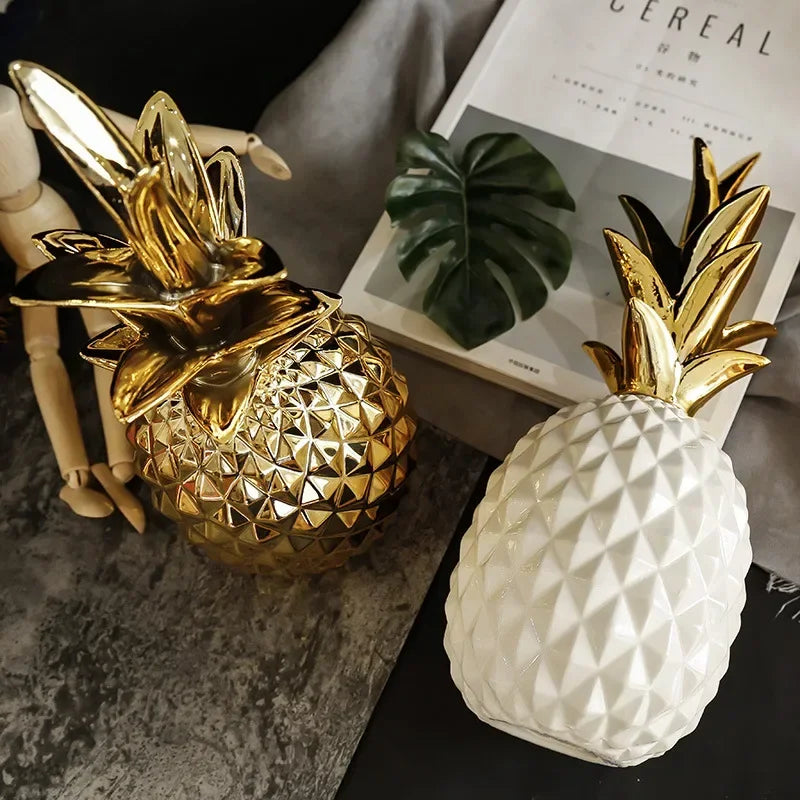 Luz Abacaxi Dourada: Luminária Decorativa Nórdica
